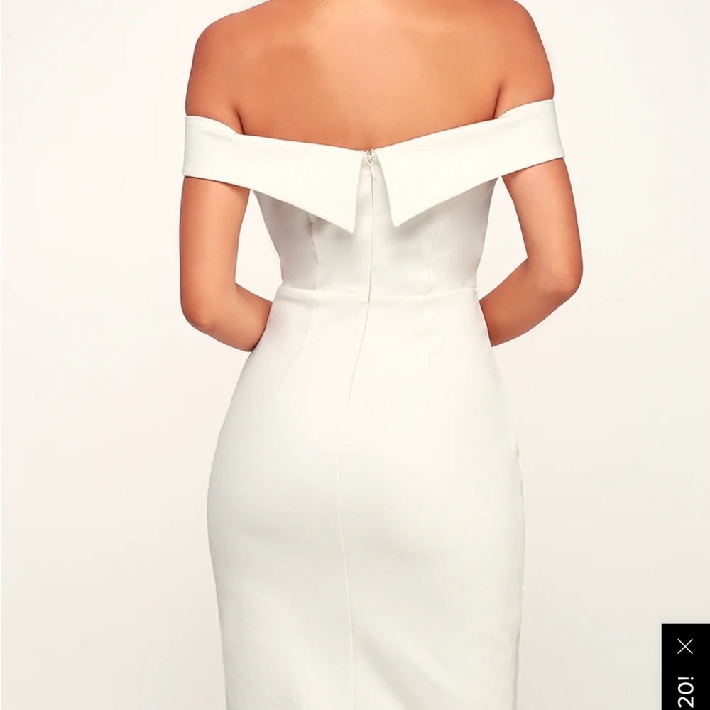 Lulu's Classic Glam White Off Shoulder Bodycon Dress Size XS NWT - Picture 15 of 15